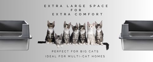 Arenero para gato acero inoxidable extra grande 28.4x20.7x15 pulg miniatura 2