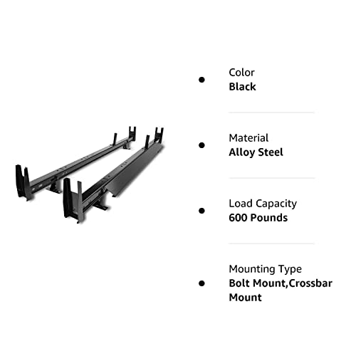 Tac Universal 2 Bars Roof Ladder Rack 600 Lbs Capacity Utility Adjustable Cross Bar With Stopper For Van Without Rain Gutter Fit For Kayak Canoe Ladder Lumber Pipes Cargo Carrier Accessories #TOP7