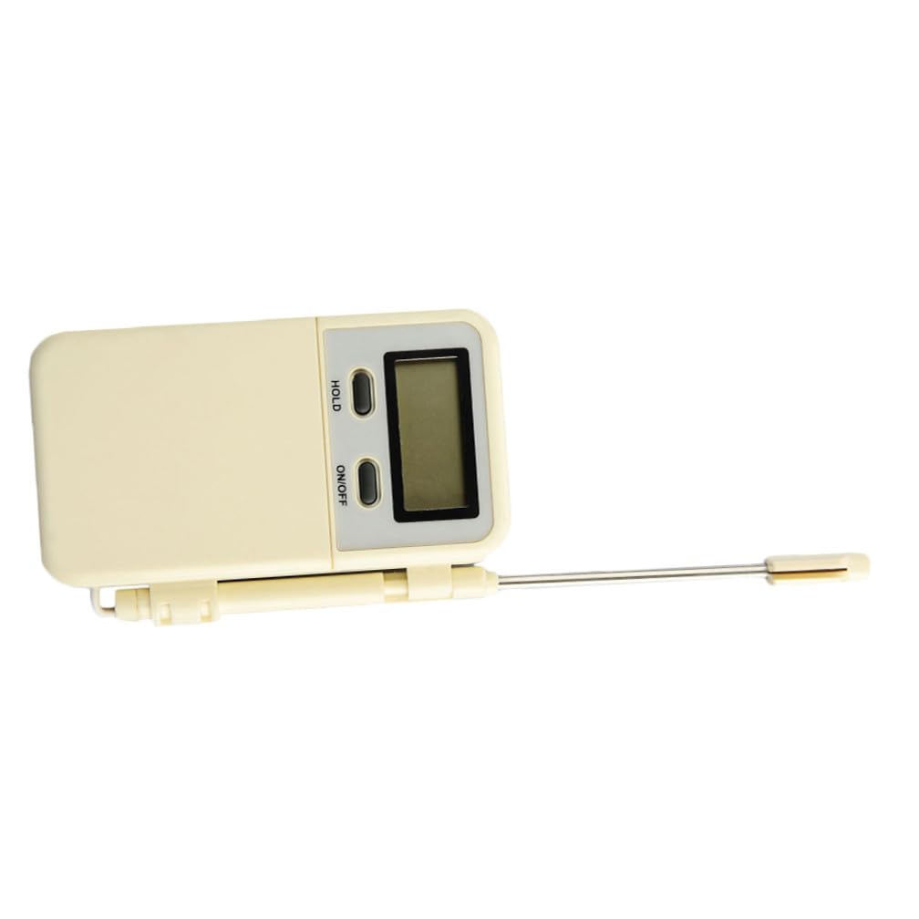 Termómetro Digital de Cocina Material Plástico y Acero Inoxidable de Alta Precisión Beige Sonda y Temporizador Preset para Hornear y Barbacoa