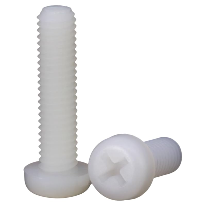 Nylon PA66 White Color Plastic Metric Phillips Pan Head Screws M3x10/1000PCS