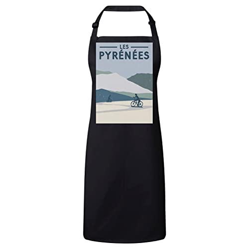 Tablier Premium noir Les Pyrénées vélo pour une cuisine française d'exception