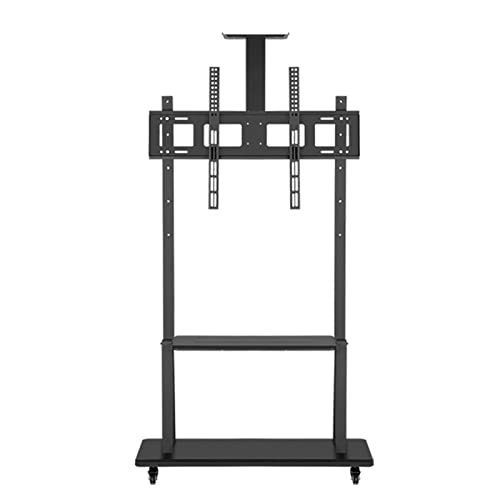 Soporte móvil para TV negro con ruedas ajustable en altura miniatura 1