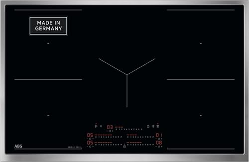AEG Induktionskochfeld autark 80cm – Made in Germany – 5 Flex-Zonen mit 2x Bridge (Kombination 2er Zonen) – Powerfunktion – SuperFlat Rahmen – DirectSlider – Haubenautomatik kompatibel /TK85IM0FRB