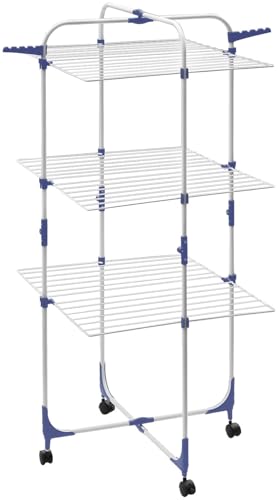 PEARL Wäscheständer: 3 Etagen Wäscheturm mit Rollen, 30 m Trockenstange,...