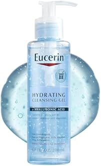 Eucerin Hydrating Cleansing Gel, Daily Face Wash and Makeup Remover Formulated with Hyaluronic Acid, 6.8 Fl Oz Bottle