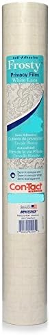 Con-Tact Brand Clear Cover Self-Adhesive Semi-Transparent Shelf Liner and Privacy Film, 18" x 9', Frosty White Lace