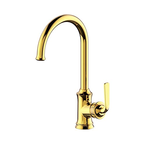 Robinet de Cuisine Pivotant pour Îlot Central, Style Vintage en Laiton et Eau Chaude