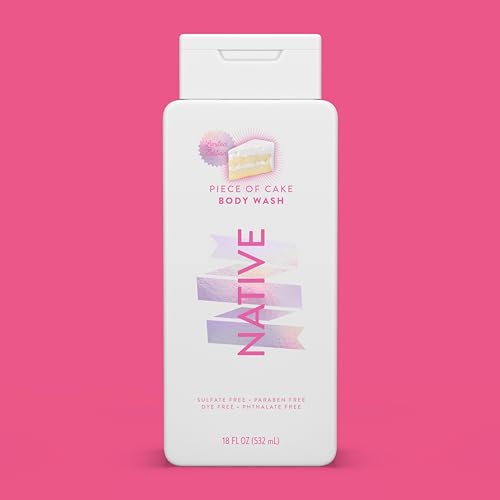 Native Body Wash Contains Naturally Derived Ingredients | For Women & Men Sulfate Paraben & Dye Free Leaving Skin Soft and Hydrating | Piece of Cake 18 oz