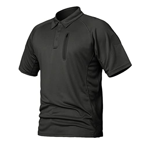 Polo tactique d'été respirant noir pour randonnée et outdoor