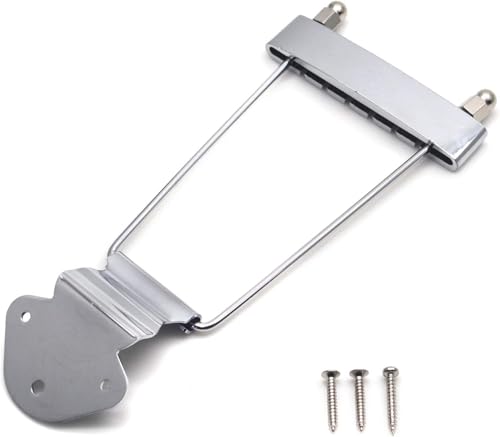 6-String Guitar Trapeze Tailpiece Bridge with Screws, Replacement for LP Jazz Archtop Electric Guitars - Silver/Chrome Finish