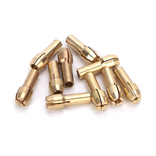 Haosie 10 pcs Mandrins en Laiton, 0.5-3.2 mm Mini Laiton Pince De Serrage Mandrin, Mandrin Perceuse Set Pour Outils Rotatifs De Rectifieuse ELectrique(Tail...