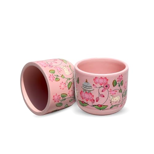 Image of Urban Plant Mahal 3D Handcrafted Terracotta Planter | Hand Painted Indian Art | Indoor Clay Pot for Living Room | Artisan Decorative Flower Pot | Drainage Hole | 4.5 Inch