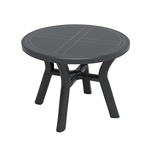 RESOL Flavia Ø100 Table pour Jardin Extérieur jusqu'à 4 Personnes avec Trou pour Parasol et Protection UV | pour extérieur, Salle à Manger, terrasse ou véranda | Facile d'entretien - Anthracite Cover