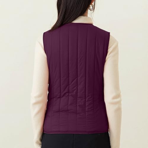 HGps8w Women's Quilted Puffer Vest - Sherpa Fleece Lined Button Up Sleeveless Jackets Thick Warm Winter Coats Outerwear3