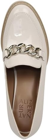 Naturalizer Womens Callie-Moc Heeled Lug Sole Loafer Satin Pearl Leather 9 M | Image 1