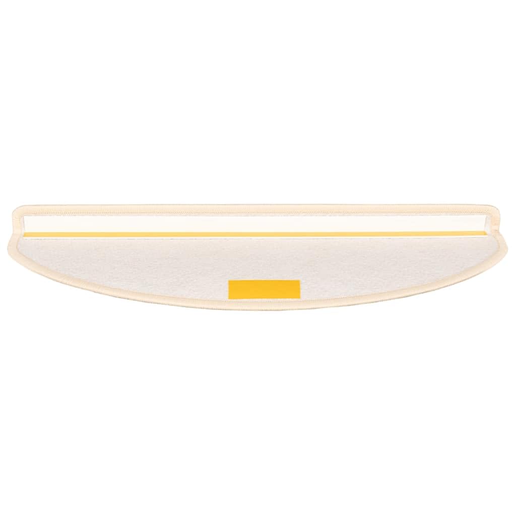 Tapis Escalier 15 Pièces 65x21x4 cm Blanc Marron Demi Rond Antidérapant PP