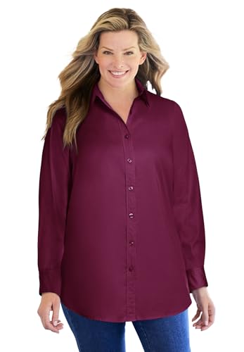 Woman Within Plus Size Perfect Long Sleeve Shirt