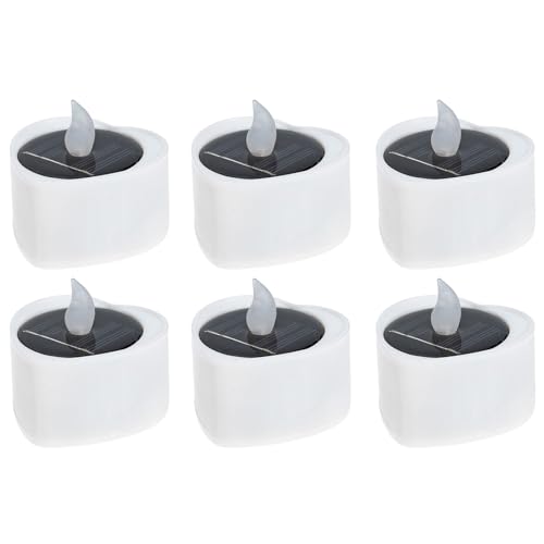 Ciieeo 6 Velas Solares LED para Exteriores sin Llama, Resistentes al Agua, Forma de Corazón Tamaño Pequeño, Luz Cálida Blanca, Luces de Té Solares para Jardín y Decoración al Aire Libre