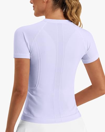 Image of Stelle Women Workout Tops Short Sleeve Seamless Athletic Shirts Yoga Gym Sports Breathable Tees