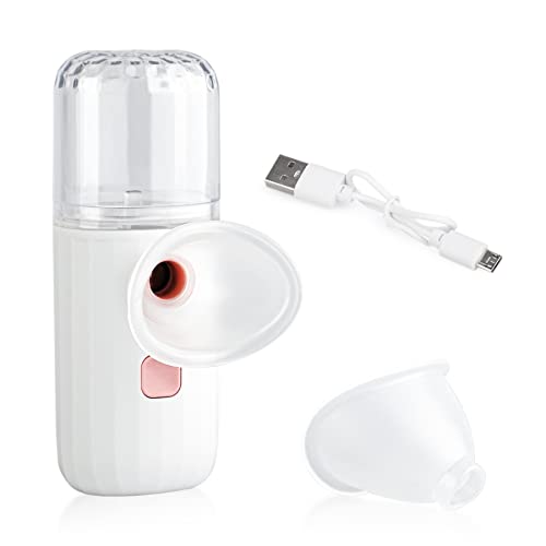 SEABIRD Portable Nano Facial Mister, 2 in 1 Handy Mini Facial Steamer and Eye Sprayer, Rechargeable Hydrating Sprayer Moisturizing for Skin Care Makeup Eyelash Extensions, 20ml Water Tank & 2 Eye Cup