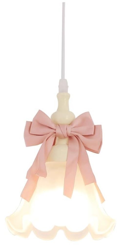 LYOUAE Mid Century Milk Glass Pendant Light Modern Bow Flower Hanging Lamp