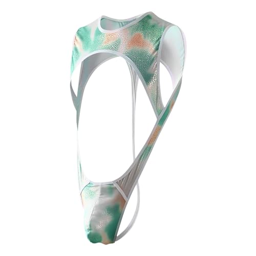 Cambkatl Men's Tie Dye Leotard Underwear Stretch Sexy One-Piece Bodysuit Lingerie Jockstrap Wrestling Singlet Thong Jumpsuit