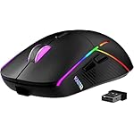 FFJ Wireless Gaming Mouse, 24000 DPI, Tri-Mode 2.4G/USB-C/Bluetooth 5.3 Gaming Mouse Wireless, RGB Programmable Mouse Gamer, 75Hrs Battery Life, Rechargeable Gaming Mice for PC, Mac, PS5, Xbox - Black