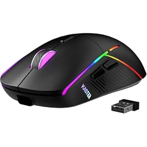 FFJ Wireless Gaming Mouse, 24000 DPI, Tri-Mode 2.4G/USB-C/Bluetooth 5.3 Gaming Mouse Wireless, RGB Programmable Mouse Gamer, 75Hrs Battery Life, Rechargeable Gaming Mice for PC, Mac, PS5, Xbox – Black