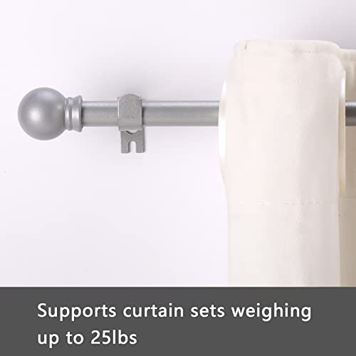 Image of GXOACKJ 2 Pack Silver Curtain Rods for windows 32 to 48 inch, 5 /8 inch Splicing Heavy Duty Metal Curtain Rod Set with Brackets