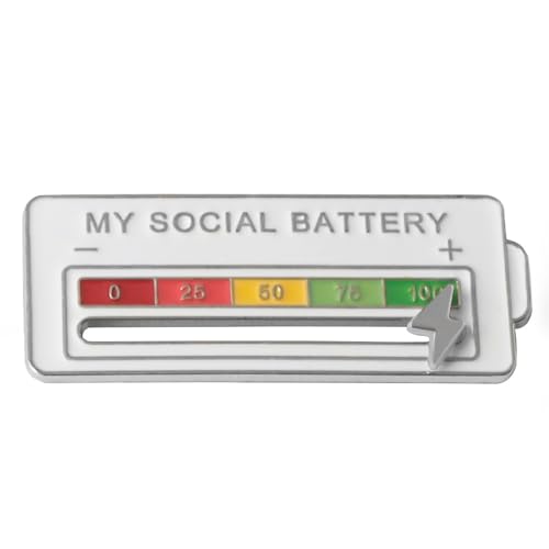 Image of Social battery pin - My Social Battery Creative Lapel Pin, Fun Enamel quantity of electricity Pin