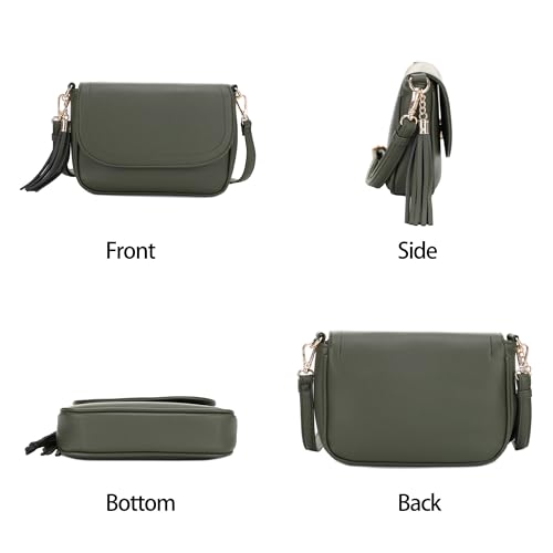 Image of EVVE Small Crossbody Bags for Women Trendy Flap Saddle Purses with Tassel Vegan leather Shoulder bag