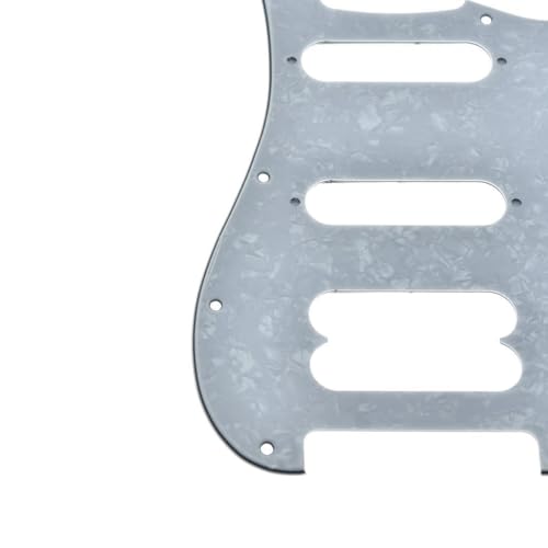 Image of Dopro 11-Hole ST /Strat HSS Guitar Pickguard Humbucking Pickup No screw holes for American Ultra Series Strats White Pearl