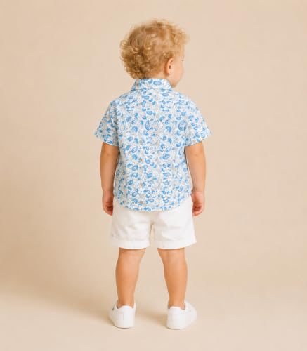Image of A.T.U.N. (ALL THINGS UBER NICE) Boys 100% Cotton Printed Shirt | Half Sleeve Smart Casual Shirt for Kids | Soft Breathable Button Placket Top