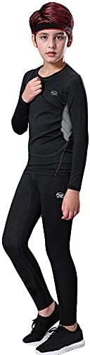 MeetHoo Thermal Underwear Set for Boys, Fleece Lined Long Johns Soft Compression Base Layer for Kids (Size 8-16 Years)