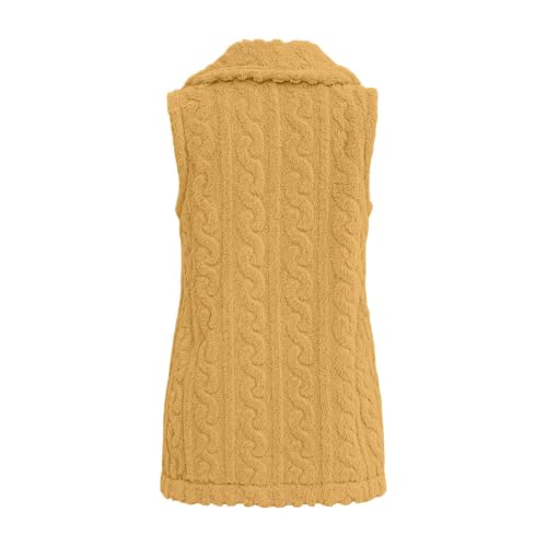 Womens Long Vest Jackets Fleece Fuzzy Sleeveless Button Down with Pockets - image 7