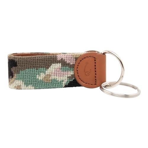 Image of Leather Hand-Stitched Needlepoint Key Fob or Key Chain