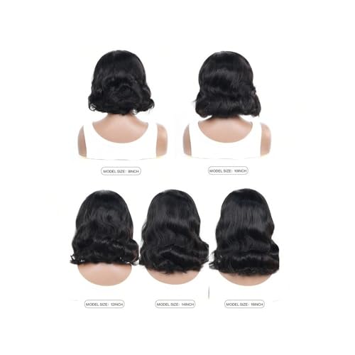 Peluca de cabello humano de 12 pulgadas con encaje frontal 13x4 transparente y corte bob corto 6