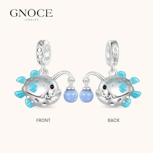 Image of GNOCE Ocean World Cute Animal Charm Beads,925 Sterling Silver Dangle Charms Fit Bracelets & Necklace, Hand-Finished Keepsake Travel Jewelry Gift for Women Men BBF