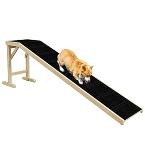PawHut Dog Ramp for Bed, Pet Ramp for Dogs with Non-Slip Carpet and Top Platform, 74" x 16" x 25", Natural PawHut Dog Ramp for Bed Pet Ramp for Dogs with Non Slip Carpet and Top Platform 74 x 16 x 25 Natural