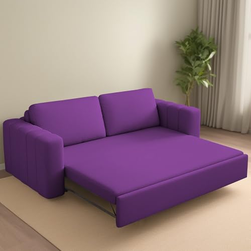 Image of Cisco 3 Seater Sofa Cum Bed for Home & Living Room (Purple) | Modern Premium Fabric Sofa Set | Foldable Convertible Sofa Bed | Furniture for Home, Office, Guest Room & Bedroom