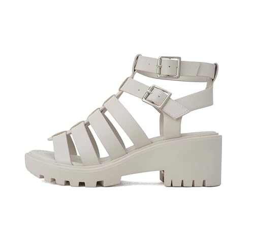 Image of Soda inchRebirth inch ~ Women Open Toe Fisherman Multi Strap Buckle Lug Sole Low Block Heeled Sandals