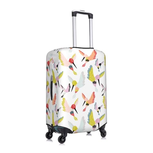 Cartoon Hummingbird Pattern Luggage Cover Protector Anti-Scratch Washable Fits 18-32 Inch Luggage-Medium3