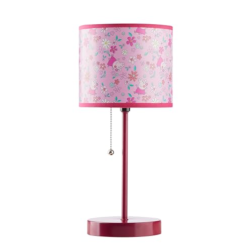Idea Nuova Table Lamp for Kids Stick Lamp with Printed Shade & Pull Chain Bedroom or Nursery Nightstand Lighting Peppa Pig