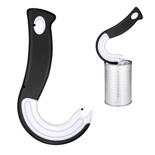 1 pcs Effortless J-Shaped Ring Pull Can Opener - Ideal Kitchen Aid for Weak Hands - Durable, Non-Slip Handle - Perfect for Arthritis - Opens Cans with Ease!