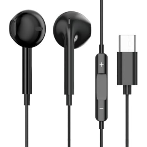 USB C Headphones, In-Ear Headphones, Earphones With microphone, with Mic&Volume Control compatible for Samsung S20 S10,huawei P40 P30 Mate 20,One Plus,Google Pixel,i Pad Pro 2022 (Black)