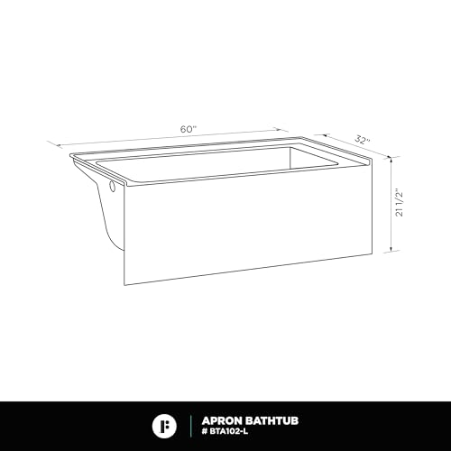 Fine Fixtures Acrylic, Fiberglass Alcove Soaking Bathtub with Integral Apron Front in Glossy White - Left Hand Drain, 60" x 32"