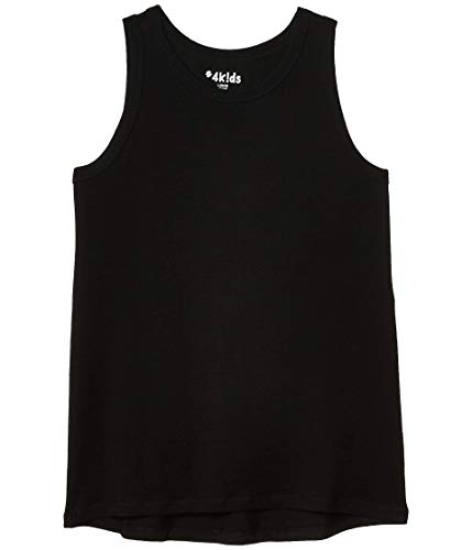 #4K!DS Girl's Essential High-Low Tank Top (Little Kids/Big Kids) Black MD (8 Big Kid)