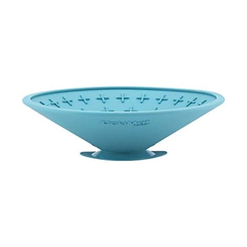 LICKIMAT Splash, Dog Slow Feeder Bowl for Boredom & Anxiety Reduction, Sticks to Smooth Surface; Perfect for Food, Treats, Yogurt, or Peanut Butter. Fun Alternative to a Slow Feed Dog Bowl, Turquoise Cover