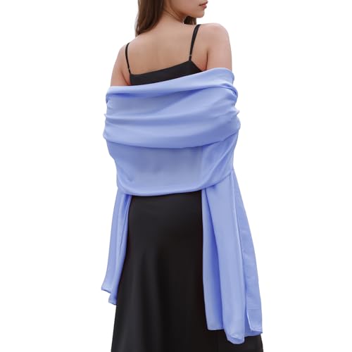 Womens Scarf Pashmina Shawls and Wraps for Evening Dresses Like Chiffon Silk Scarf for Bridal Weddings Blue