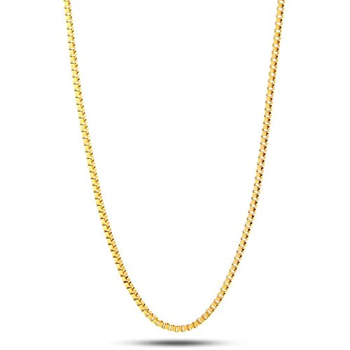 Mystigo Unisex Golden Chain 22K Gold Plated Italian Box Chain, 20